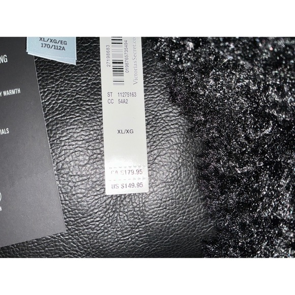 Victoria Secret Cozy Faux Shearling Jacket Black Zipper Closure XL New W/ Tags - Picture 6 of 7